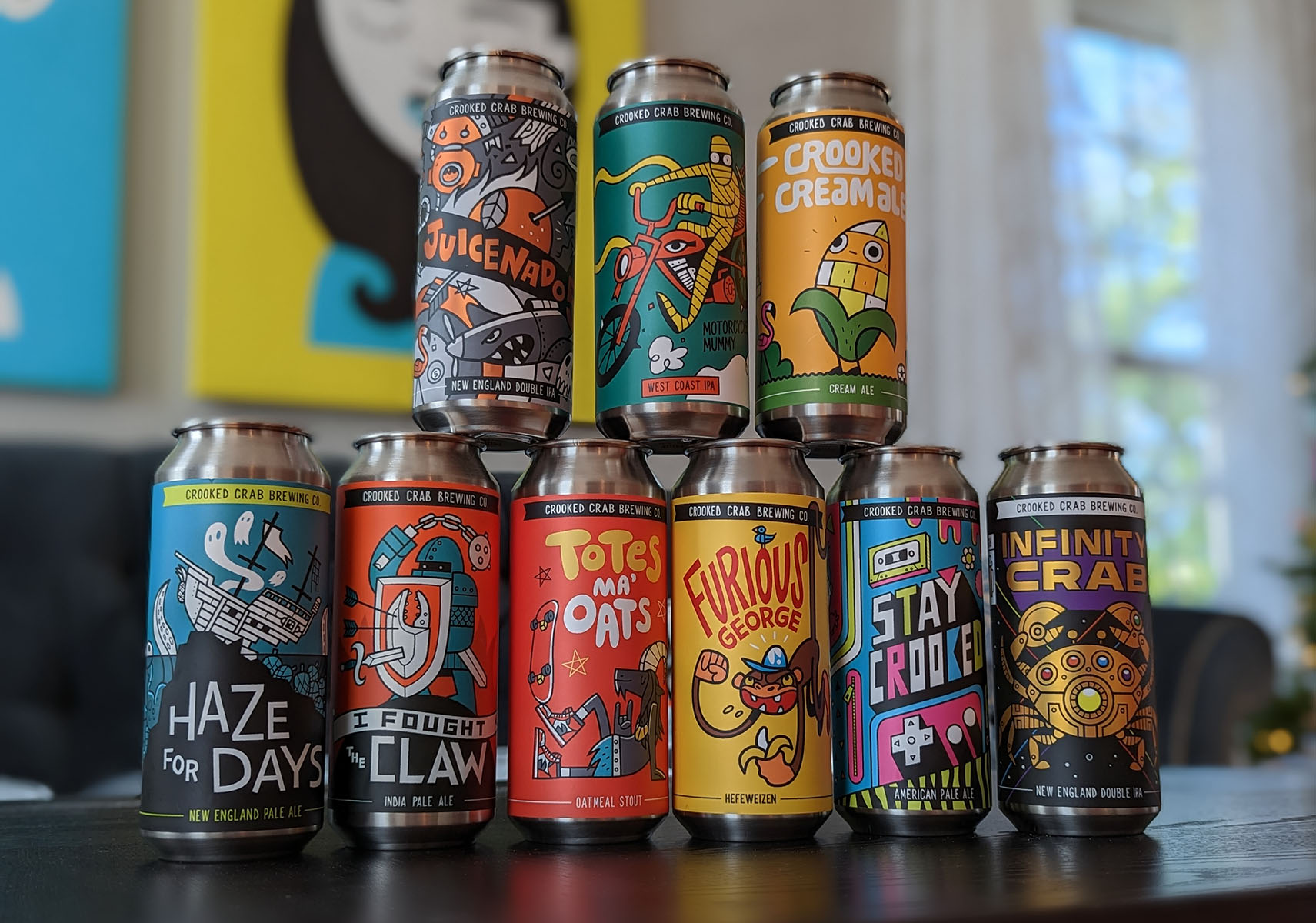 350+ beer can illustrations for Crooked Crab - Chris Bishop